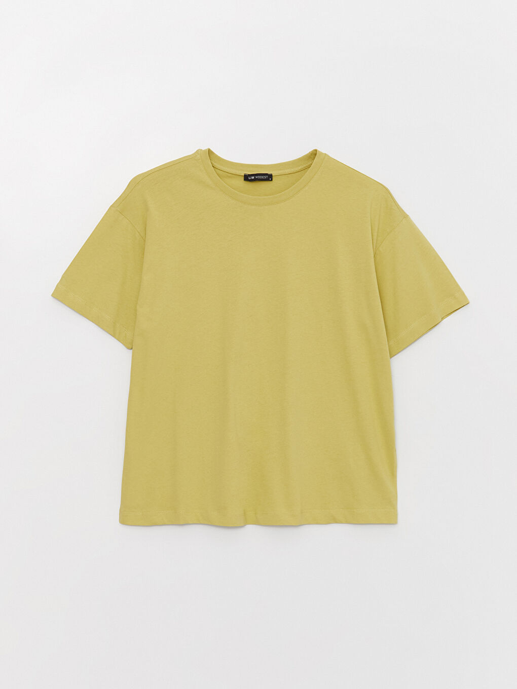 تي شيرت سادة بياقة دائرية بأكمام قصيرة للسيدات-5