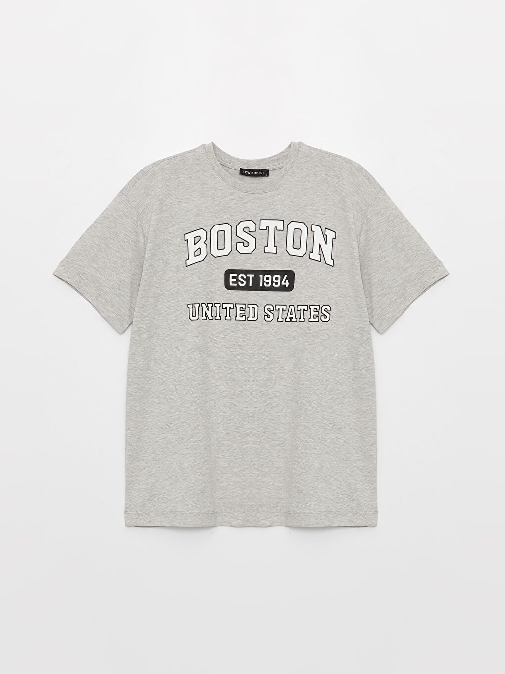 Gri Bisiklet Yaka Baskılı Kısa Kollu Kadın Tunik-5