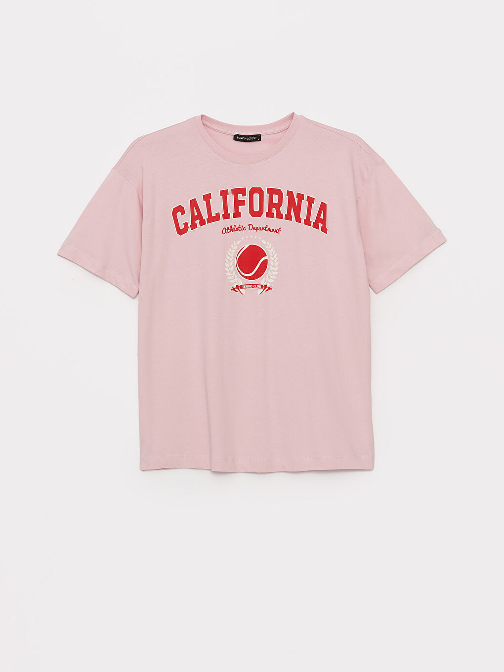 Pembe Bisiklet Yaka Baskılı Kısa Kollu Kadın Tunik-5