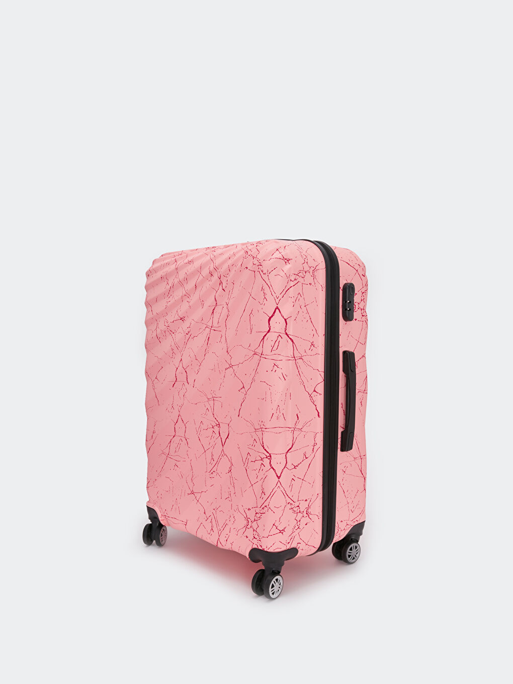 Pembe Baskılı Kilit Detaylı Orta Boy Valiz-1