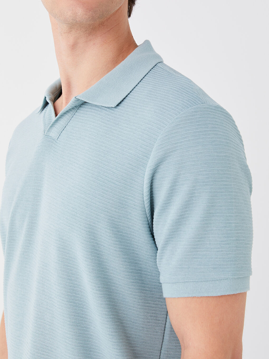 Yeşil Polo Yaka Kısa Kollu Erkek Tişört-3