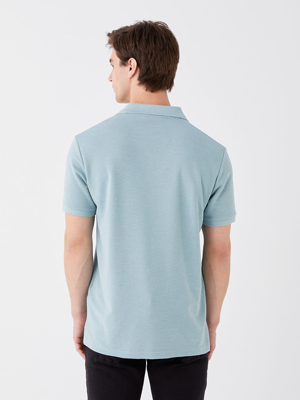 Yeşil Polo Yaka Kısa Kollu Erkek Tişört-4