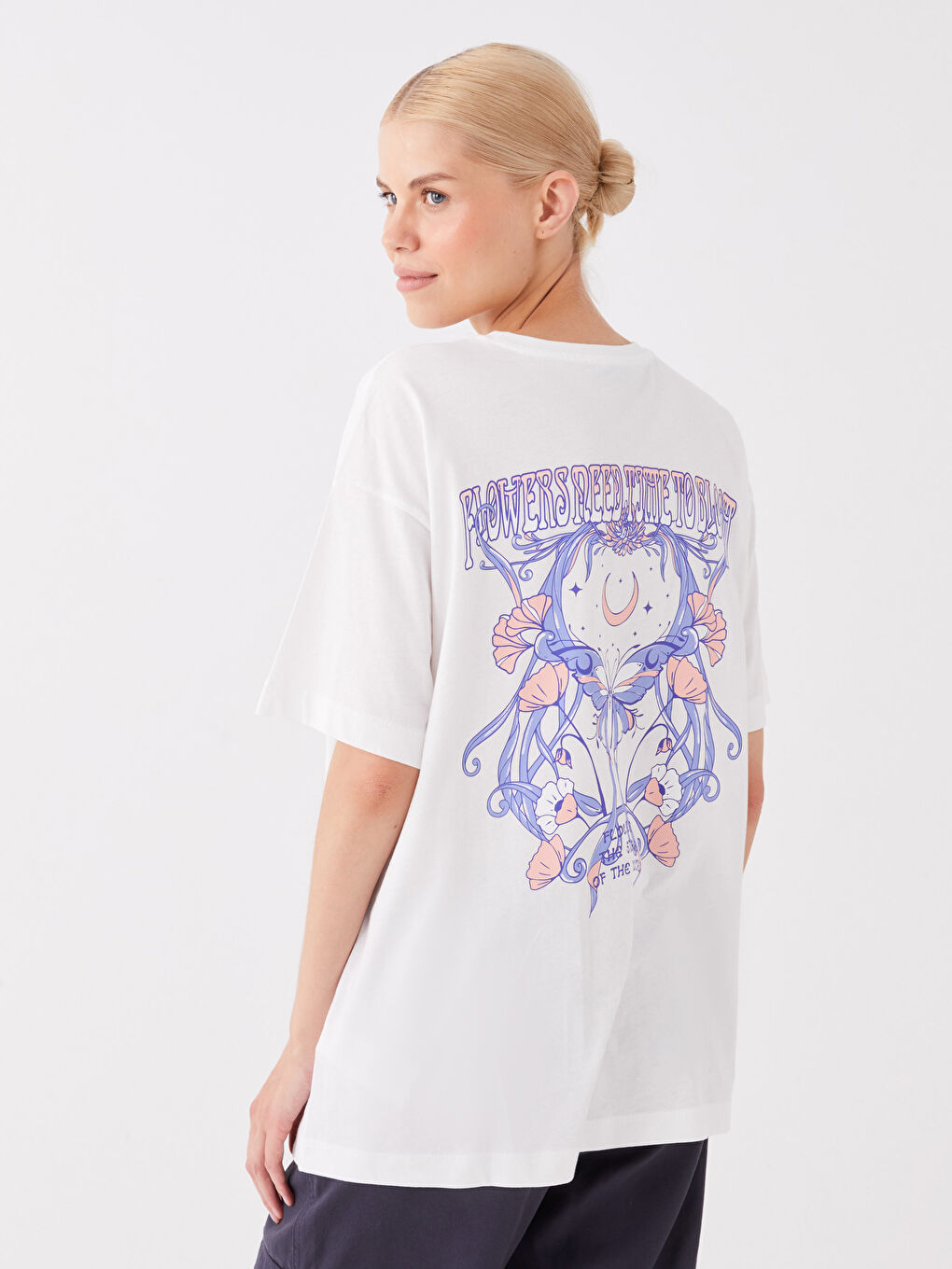 Crew Neck Printed Short Sleeve Women's Tunic