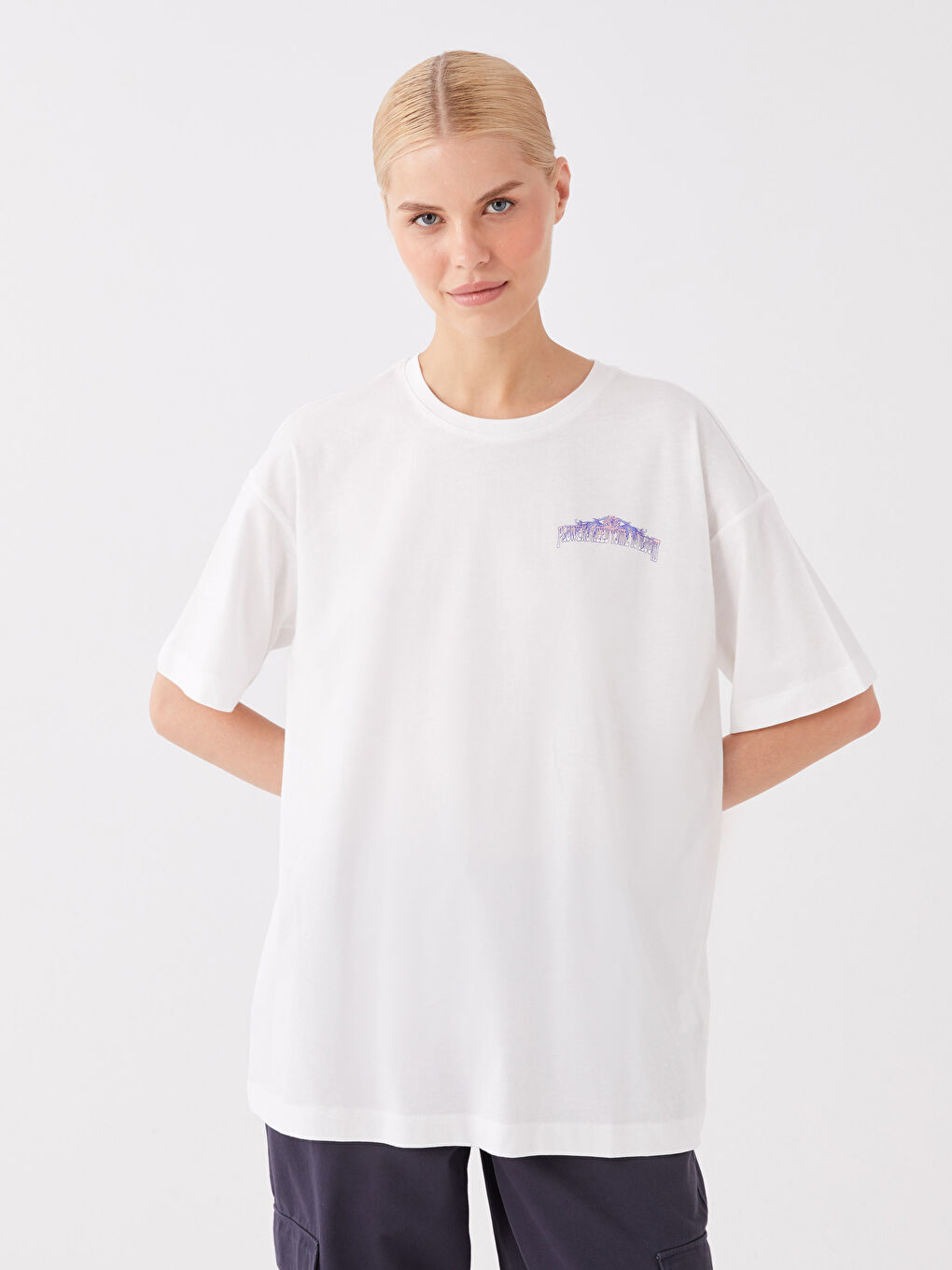 Crew Neck Printed Short Sleeve Women's Tunic-1