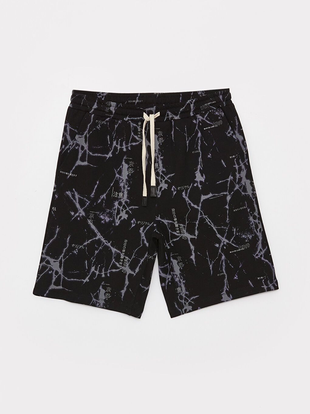 Siyah Standart Kalıp Erkek Bermuda Şort-5