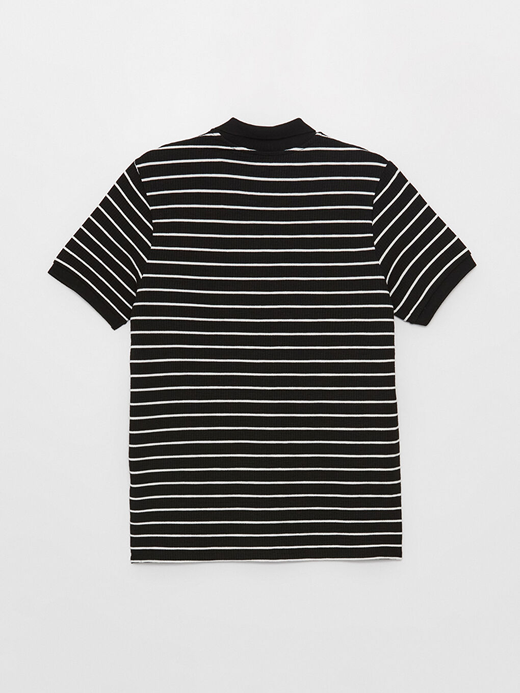 Beyaz Polo Yaka Kısa Kollu Çizgili Erkek Tişört-6