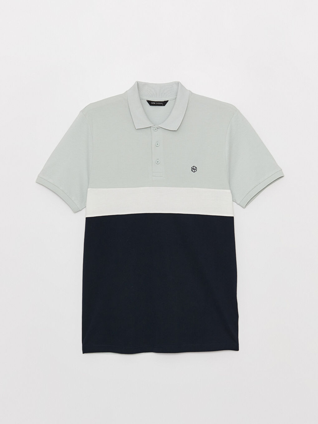 Polo Neck Short Sleeve Color Block Pique Men's T-Shirt