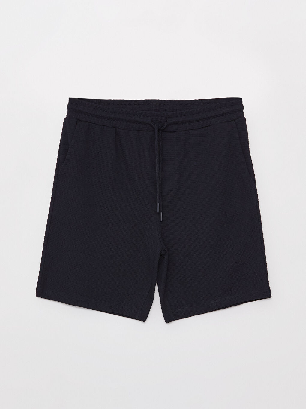 Lacivert Slim Fit Beli Bağlama Detaylı Erkek Şort-5