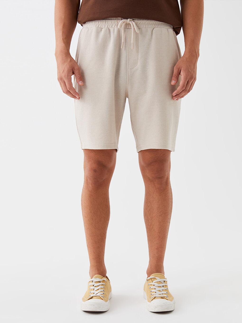 Slim Fit Binding Detail Men's Shorts-3