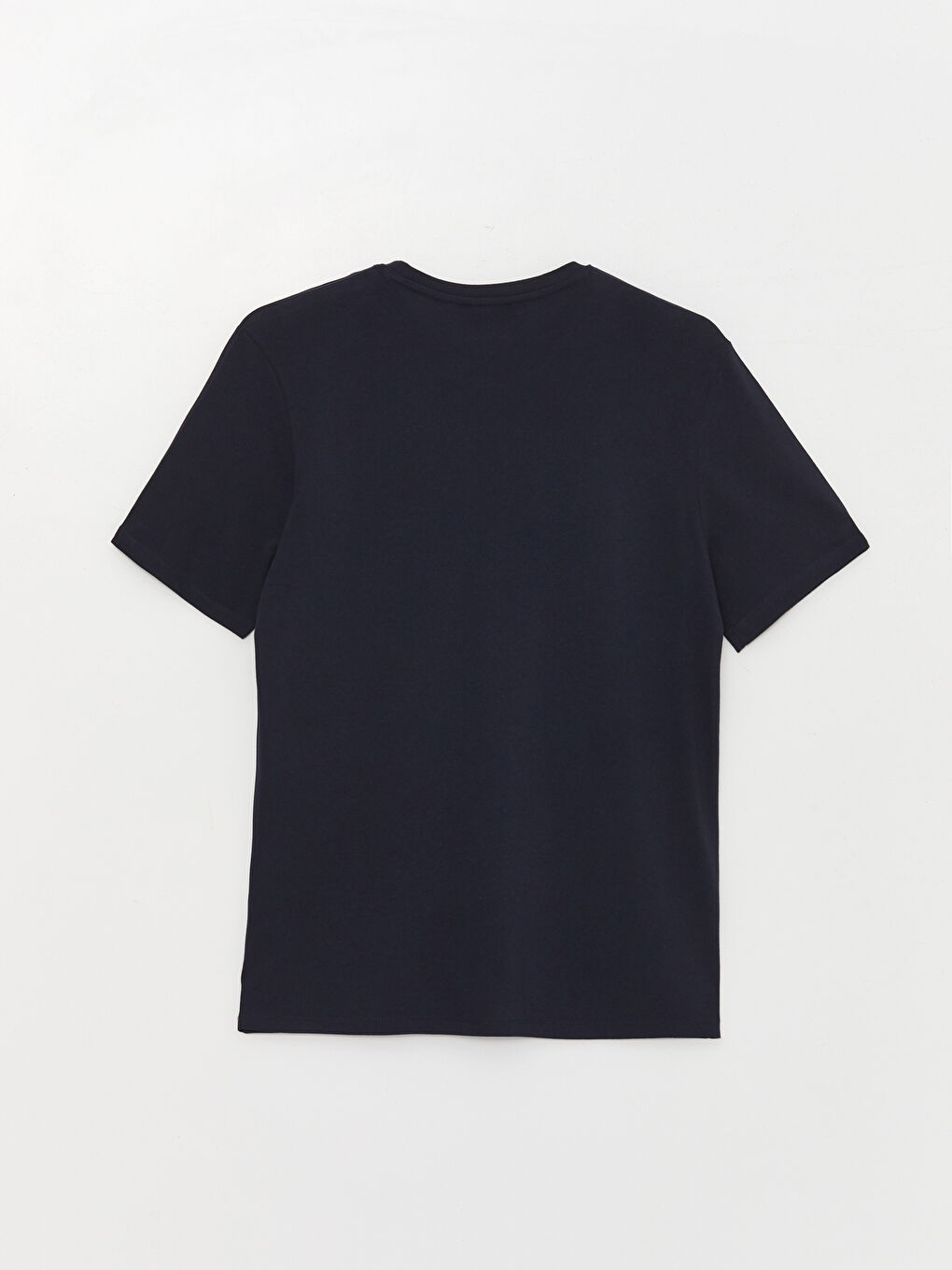 Lacivert Bisiklet Yaka Kısa Kollu Baskılı Penye Erkek Tişört-6