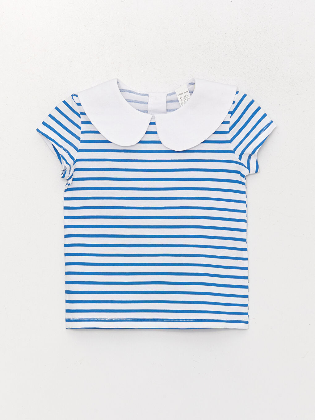 تيشيرت بناتي مخطط بياقة بيتر بان وكم قصير