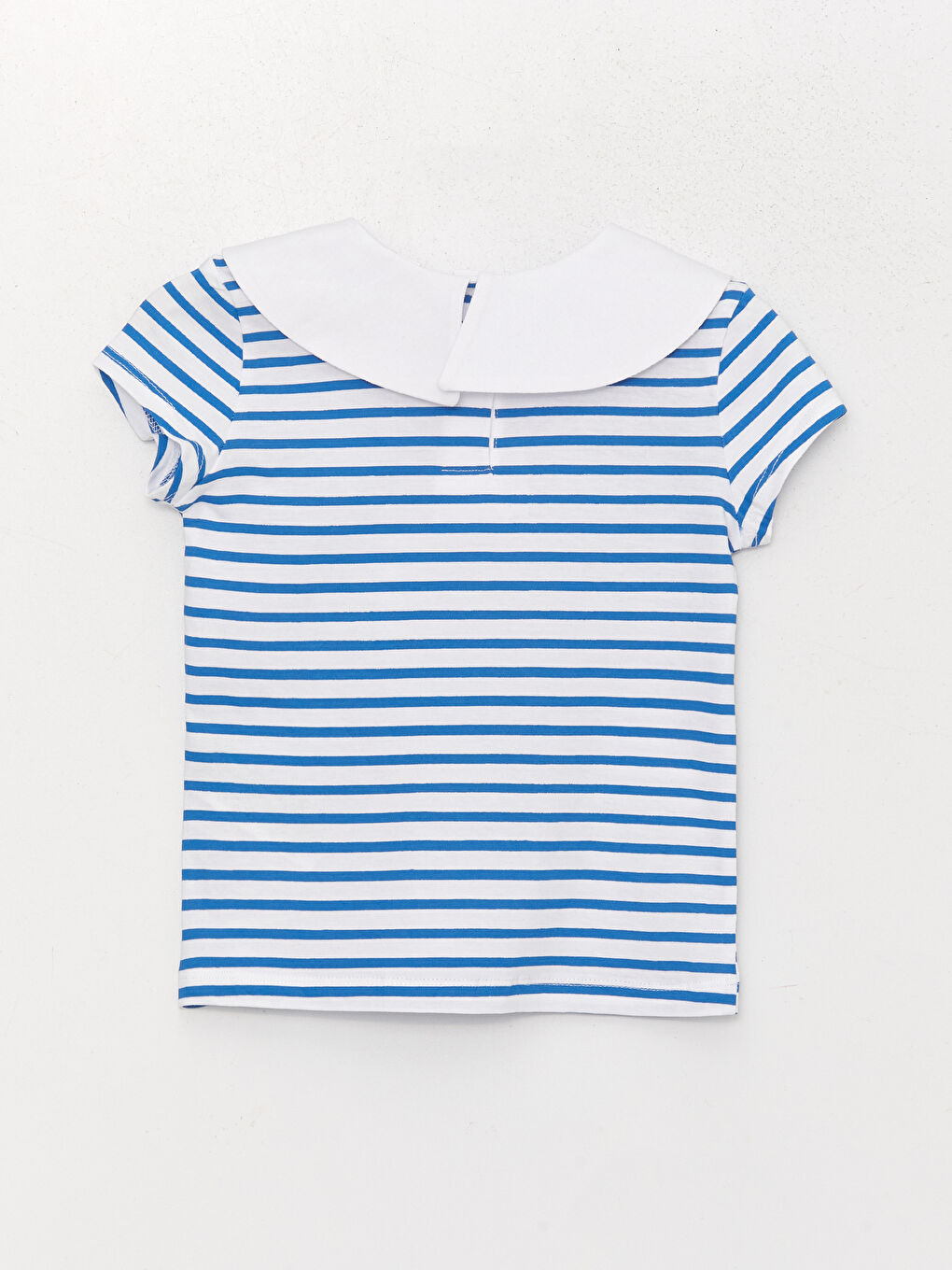 تيشيرت بناتي مخطط بياقة بيتر بان وكم قصير-1