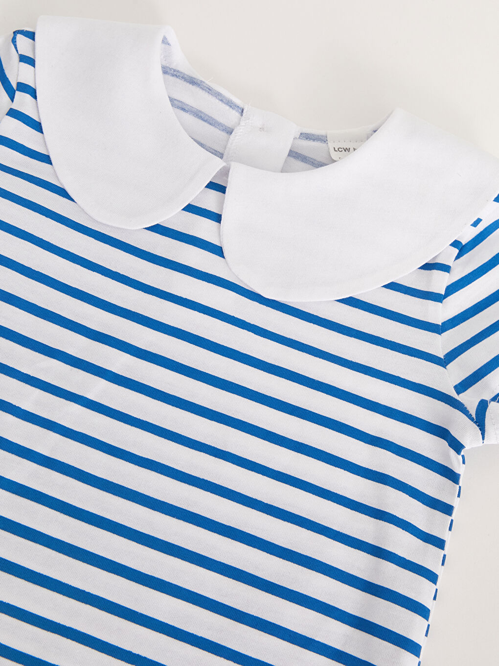 تيشيرت بناتي مخطط بياقة بيتر بان وكم قصير-2