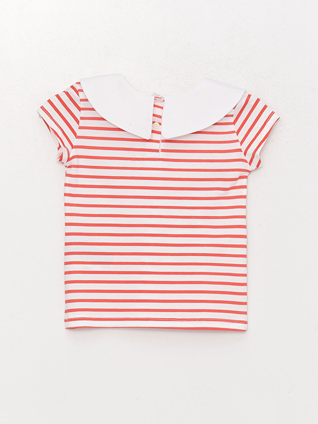 تيشيرت بناتي مخطط بياقة بيتر بان وكم قصير-1