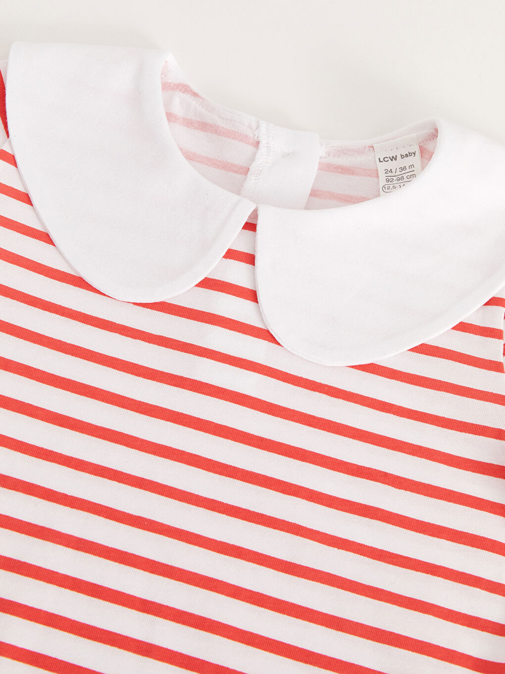 تيشيرت بناتي مخطط بياقة بيتر بان وكم قصير-2