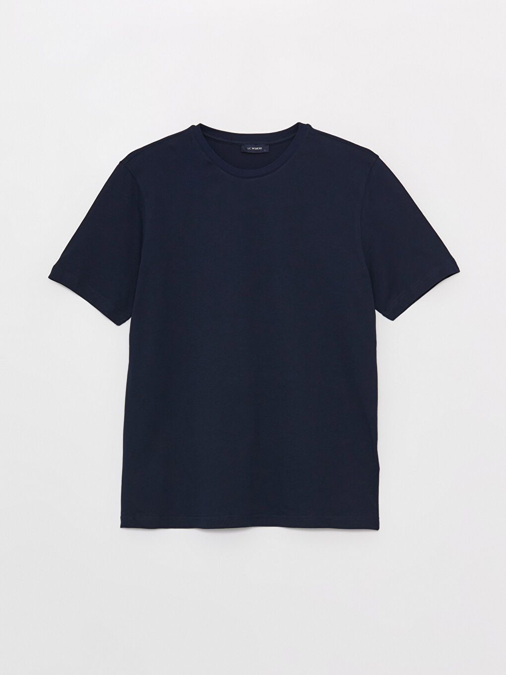 Lacivert Bisiklet Yaka Penye Erkek Tişört-5