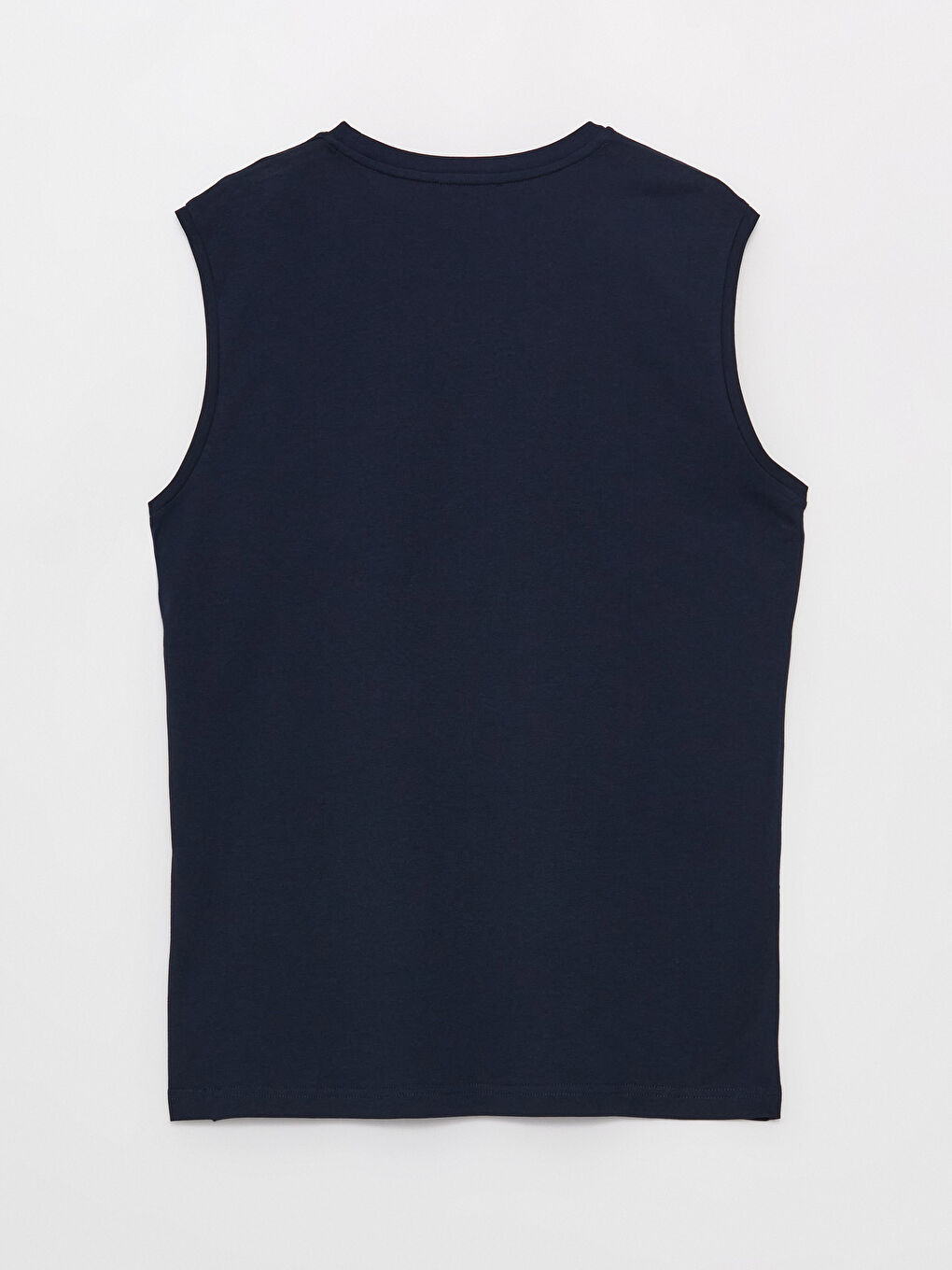 Lacivert Bisiklet Yaka Penye Erkek Kolsuz Tişört-6