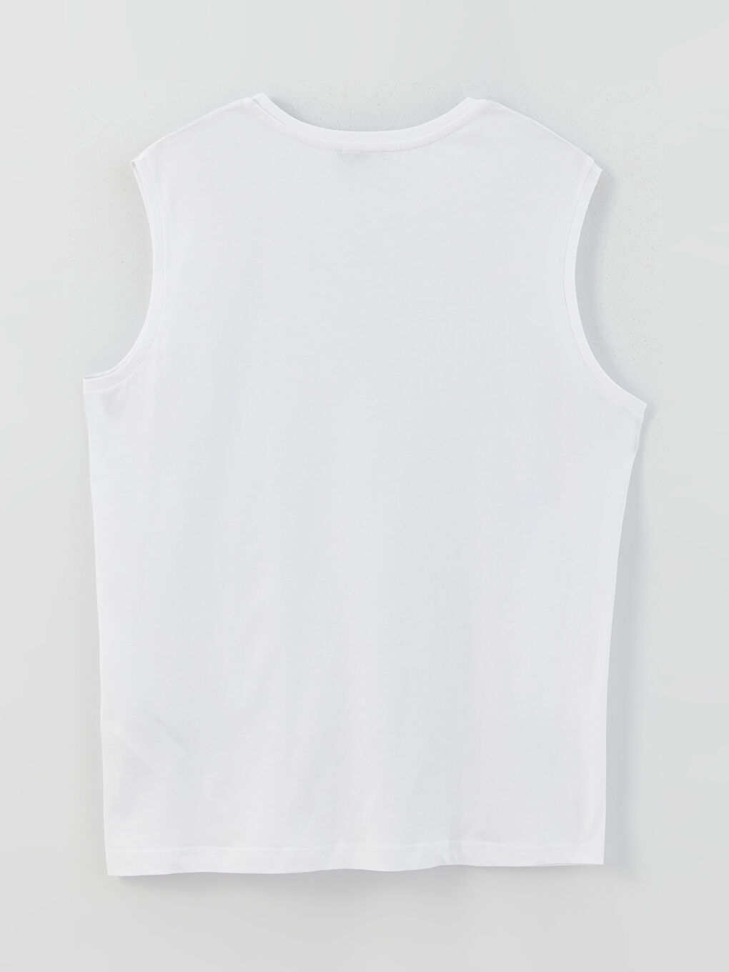 Beyaz Bisiklet Yaka Penye Erkek Kolsuz Tişört-6