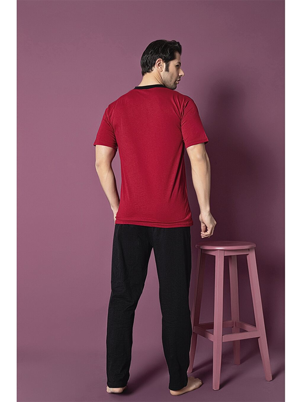 Kırmızı Standart Kalıp Erkek Pijama Takımı-2