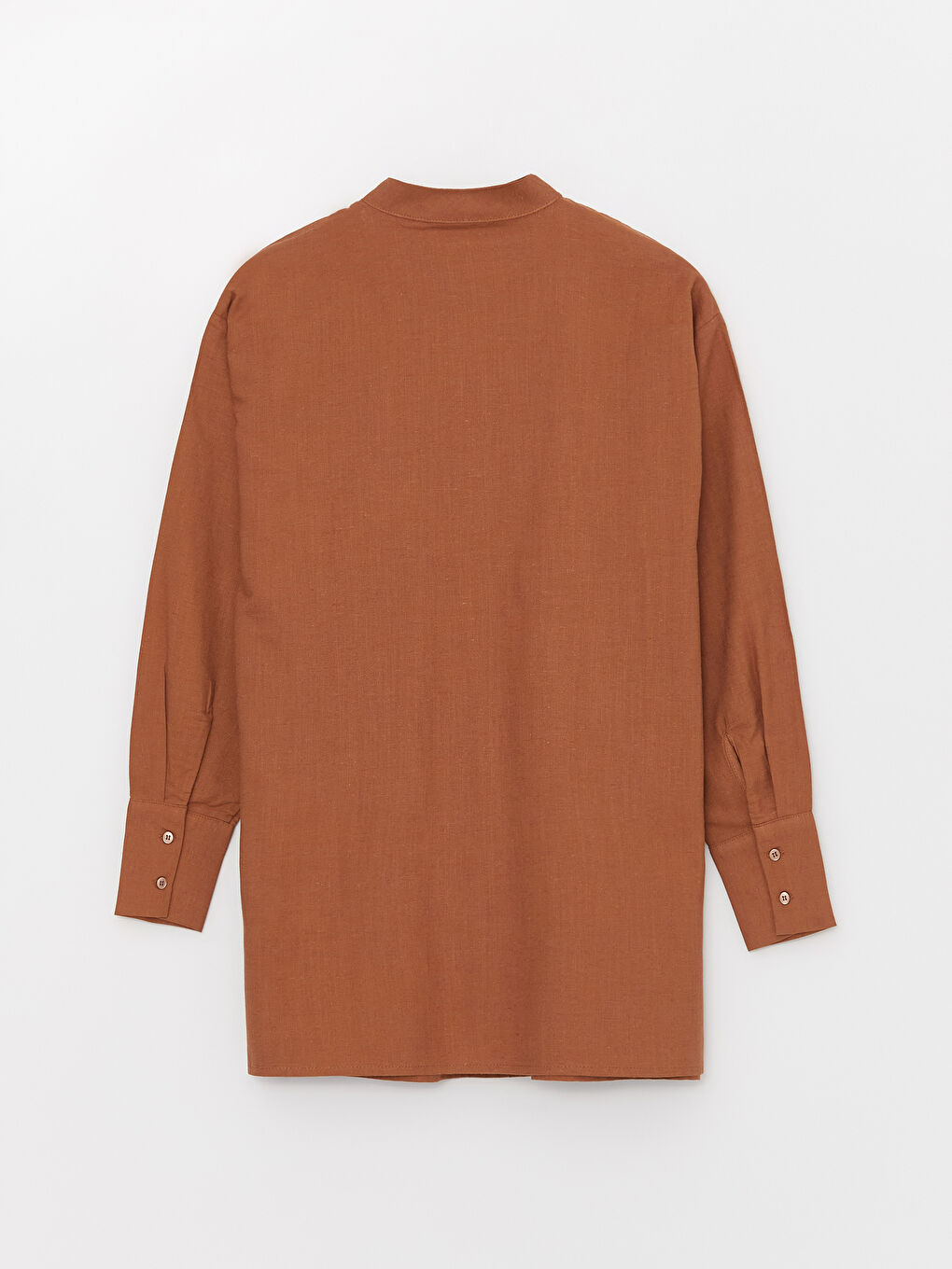 Grandad Collar Long Sleeve Linen Blend Women's Tunic-6