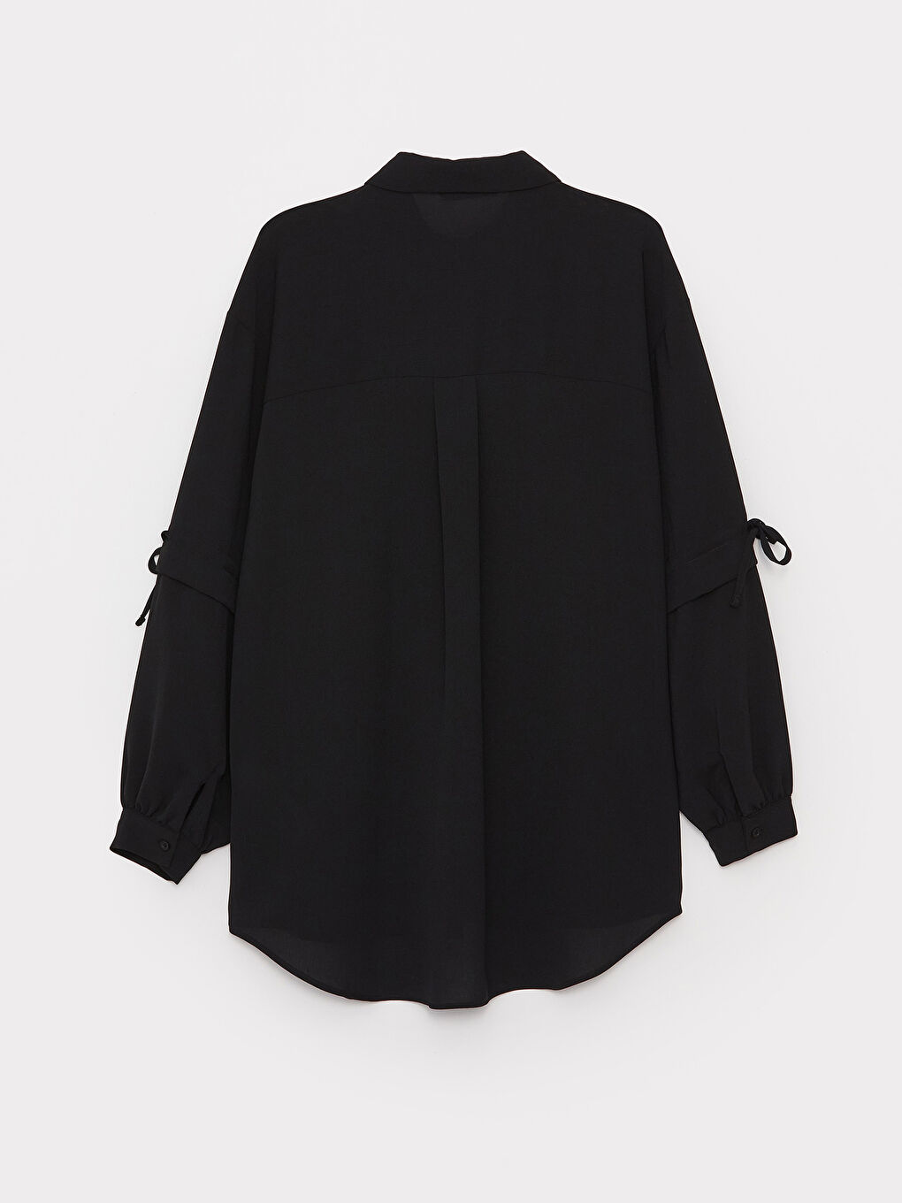 Siyah Düz Uzun Kollu Oversize Kadın Gömlek Tunik-6