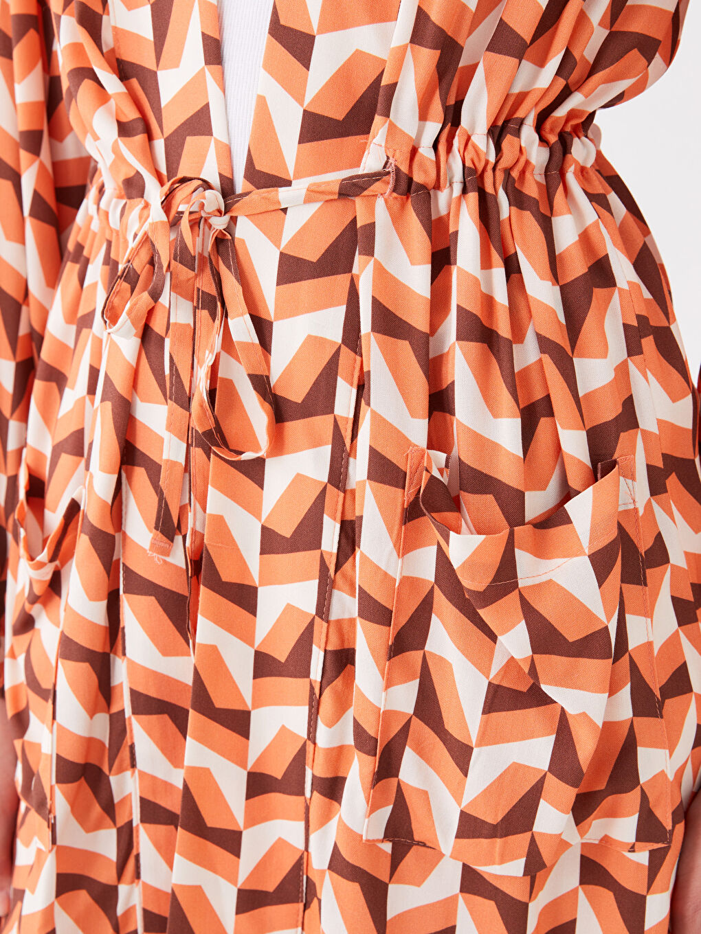 Shawl Collar Patterned Long Sleeve Women's Kimono -S3KJ49Z8-LSP