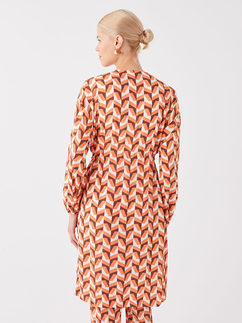 Shawl Collar Patterned Long Sleeve Women's Kimono -S3KJ49Z8-LSP