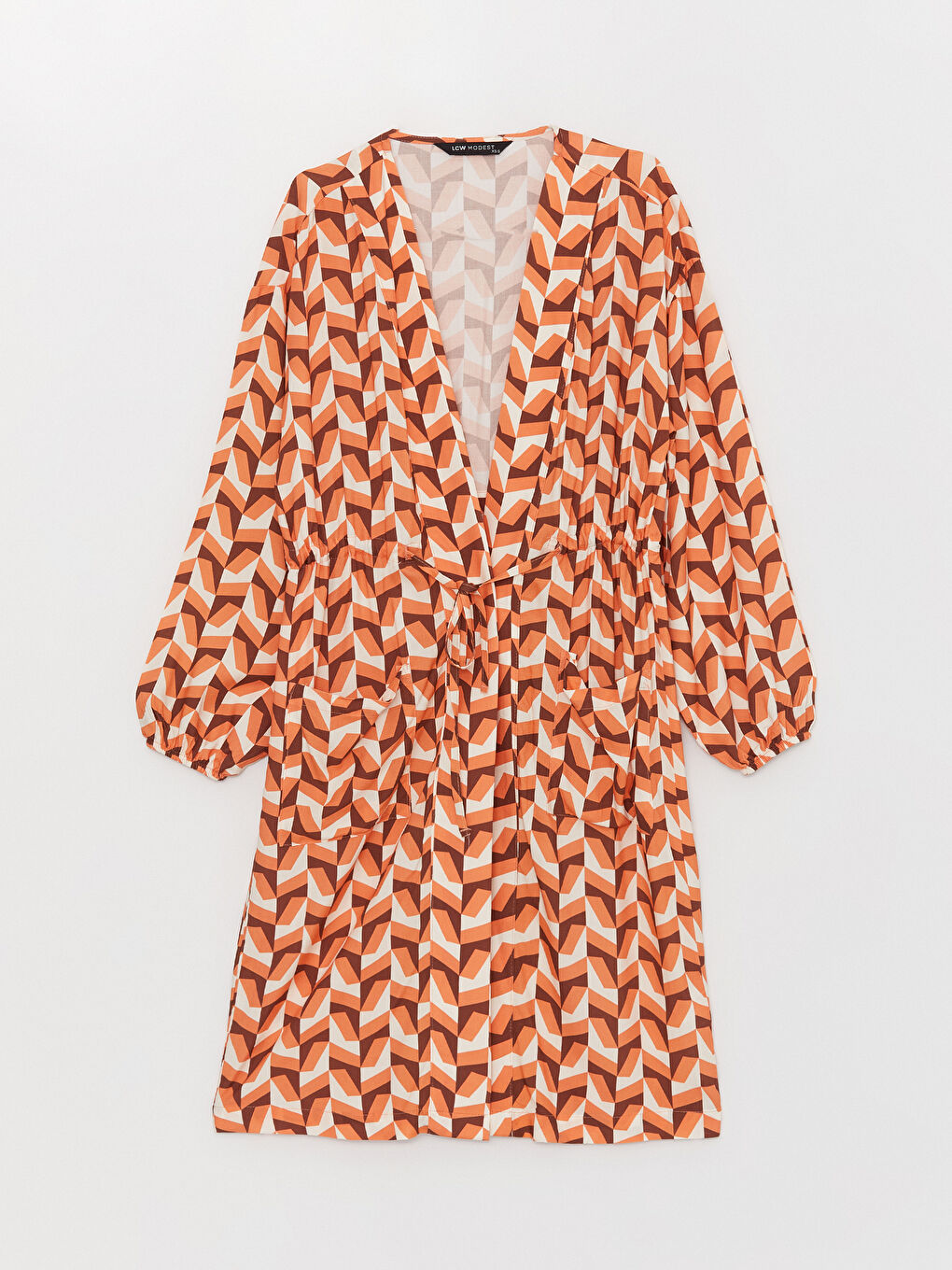 Shawl Collar Patterned Long Sleeve Women's Kimono -S3KJ49Z8-LSP
