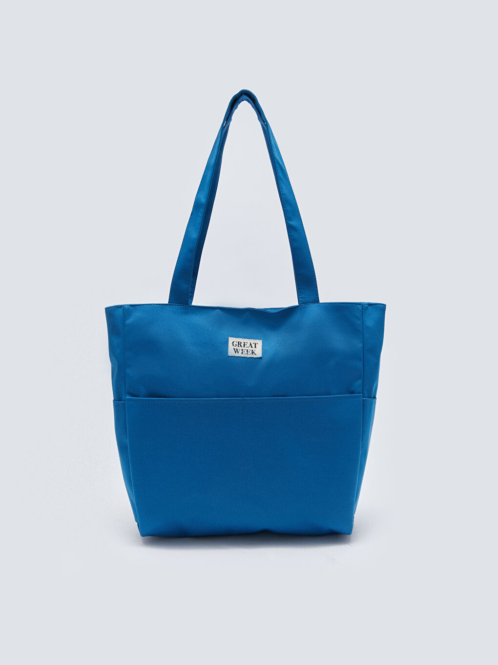 Mavi Etiket Baskılı Kadın Kol Çantası-1