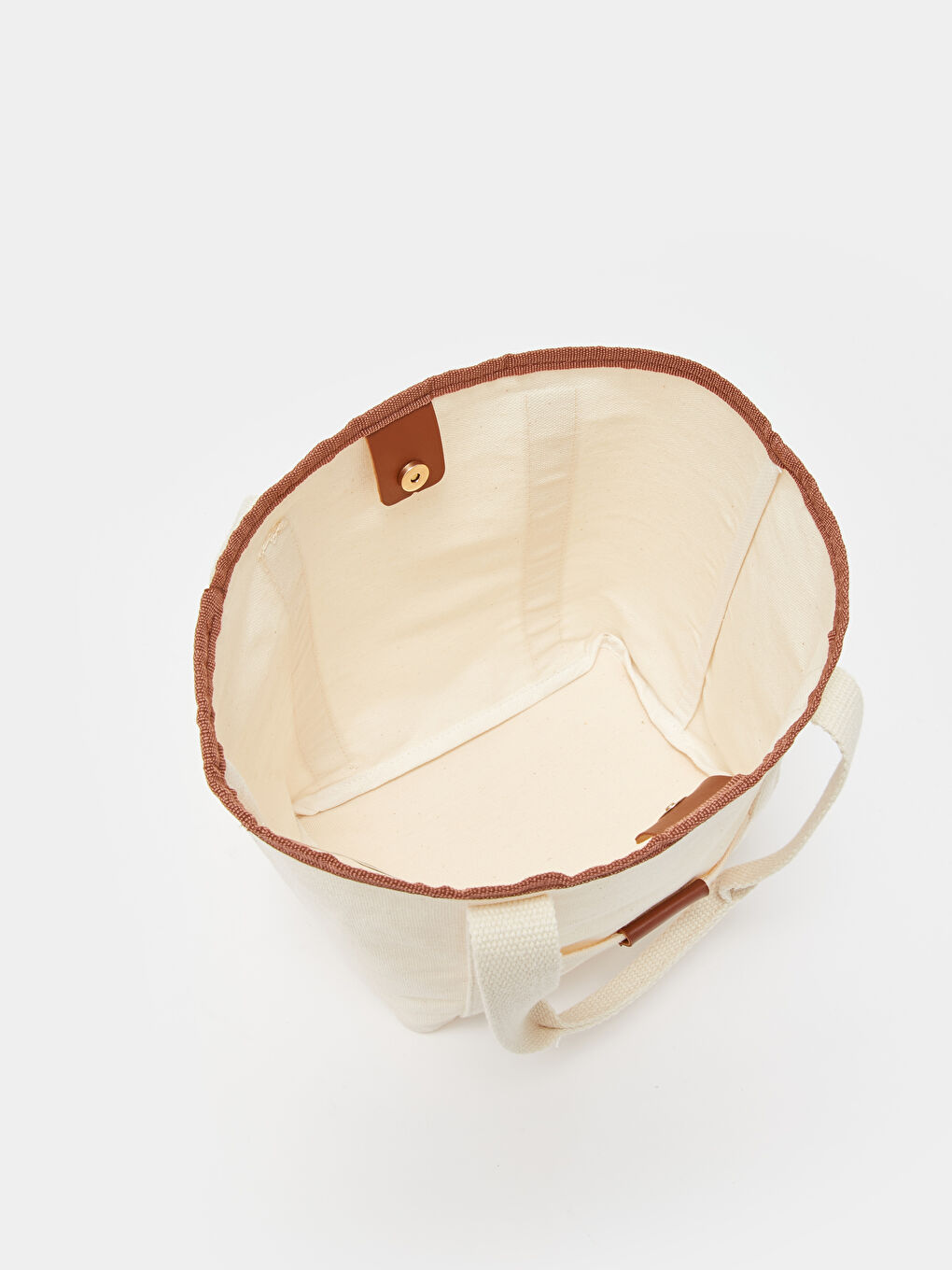 Bej Etiket Baskılı Kadın Kol Çantası-6