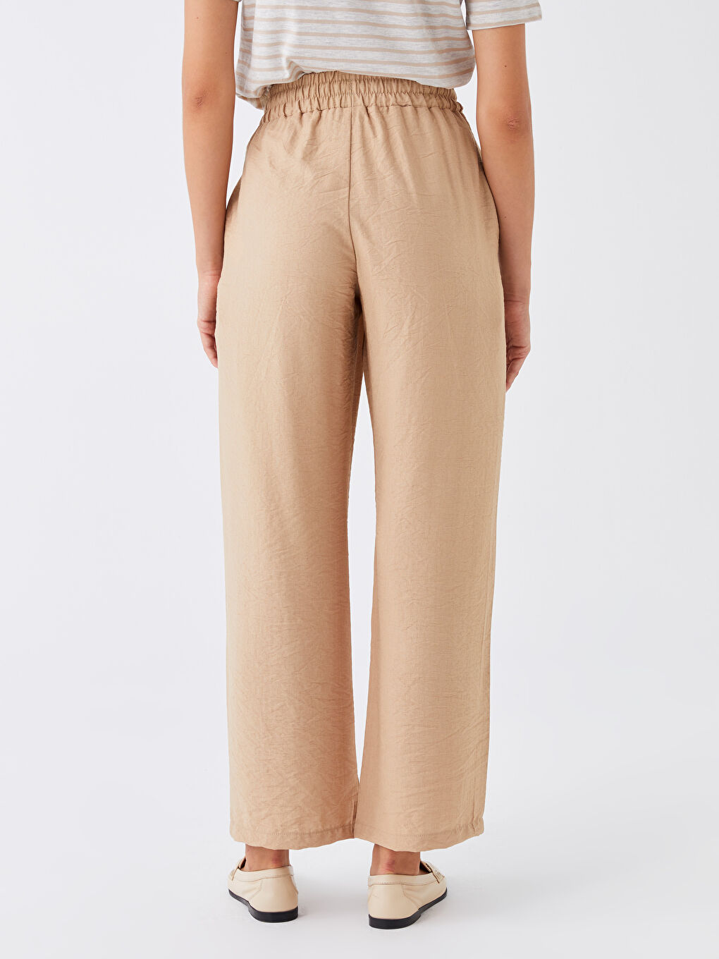 بنطلون وسط مرن واسع للسيدات-3