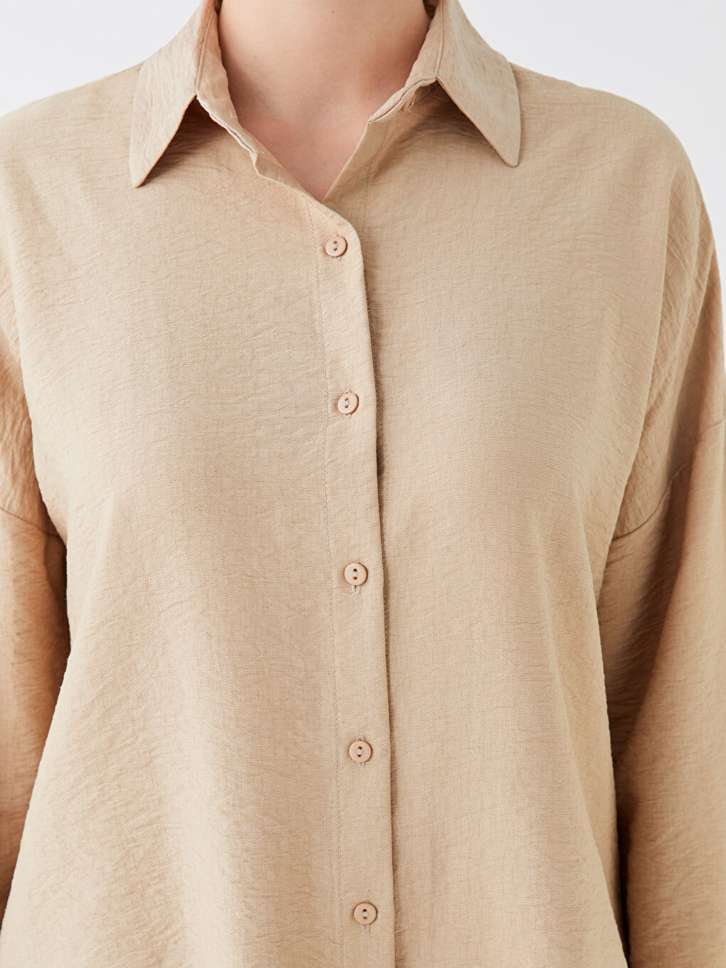 قميص سادة بأكمام طويلة واسع للسيدات-3