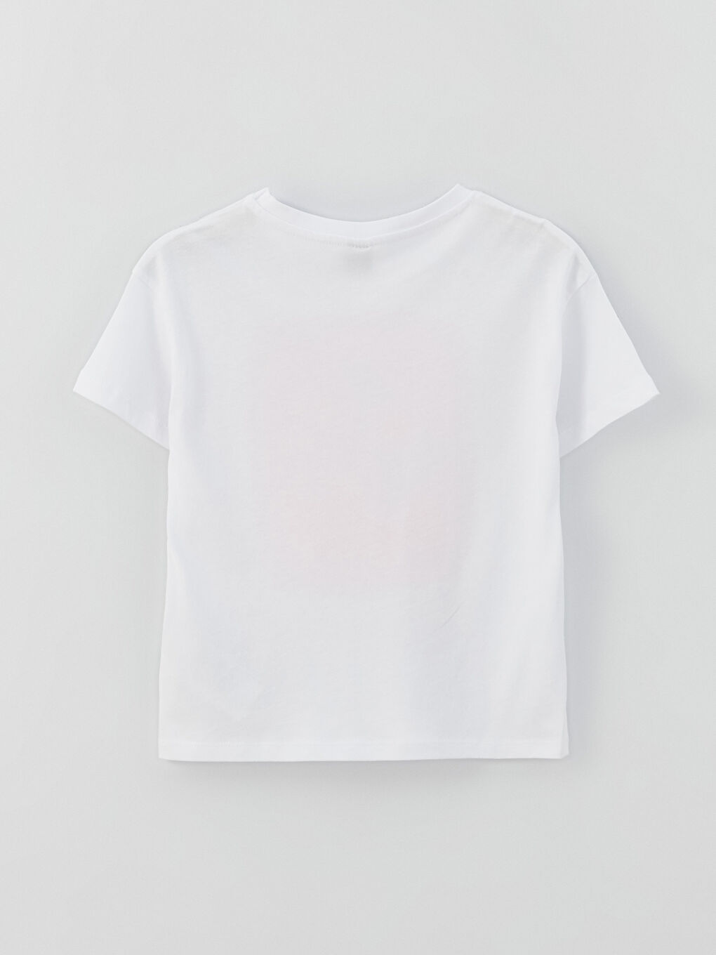 تيشيرت للبنات بياقة دائرية مطبوع كم قصير-1