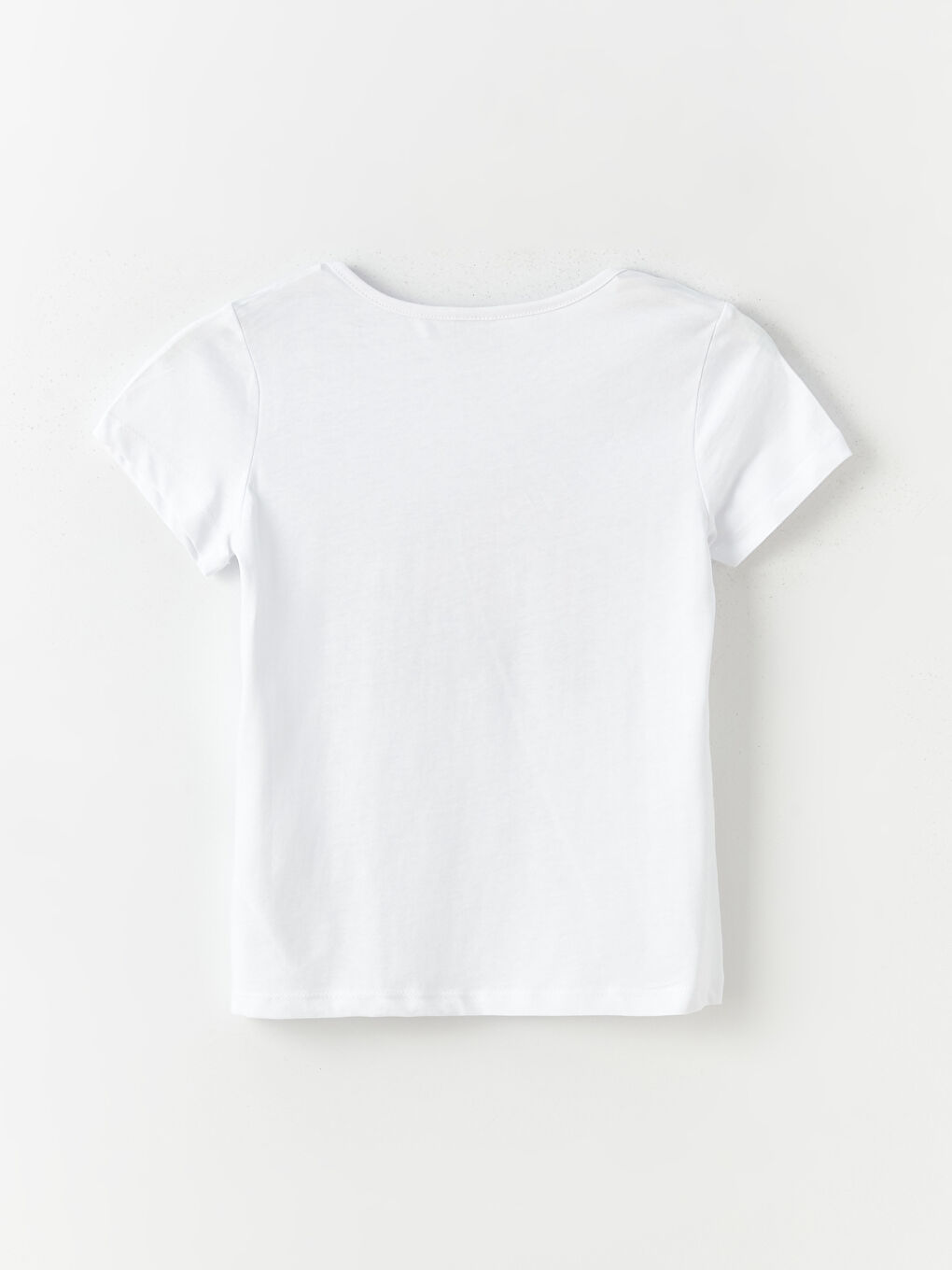 Beyaz Bisiklet Yaka Baskılı Kısa Kollu Kız Çocuk Tişört-3