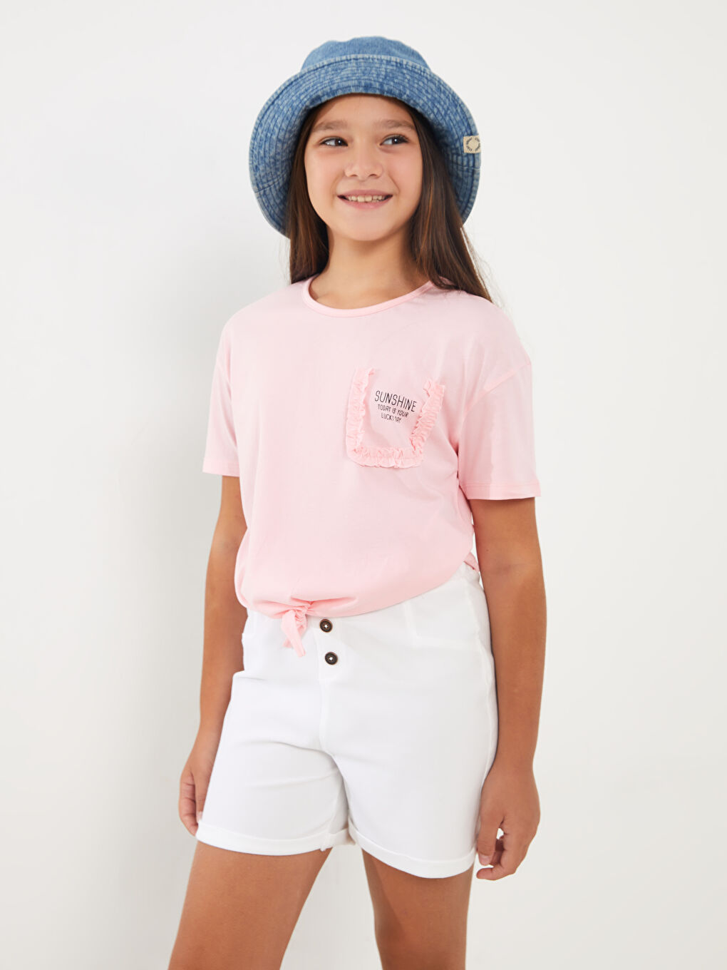 Crew Neck Printed Short Sleeve Girls' T-Shirt-1