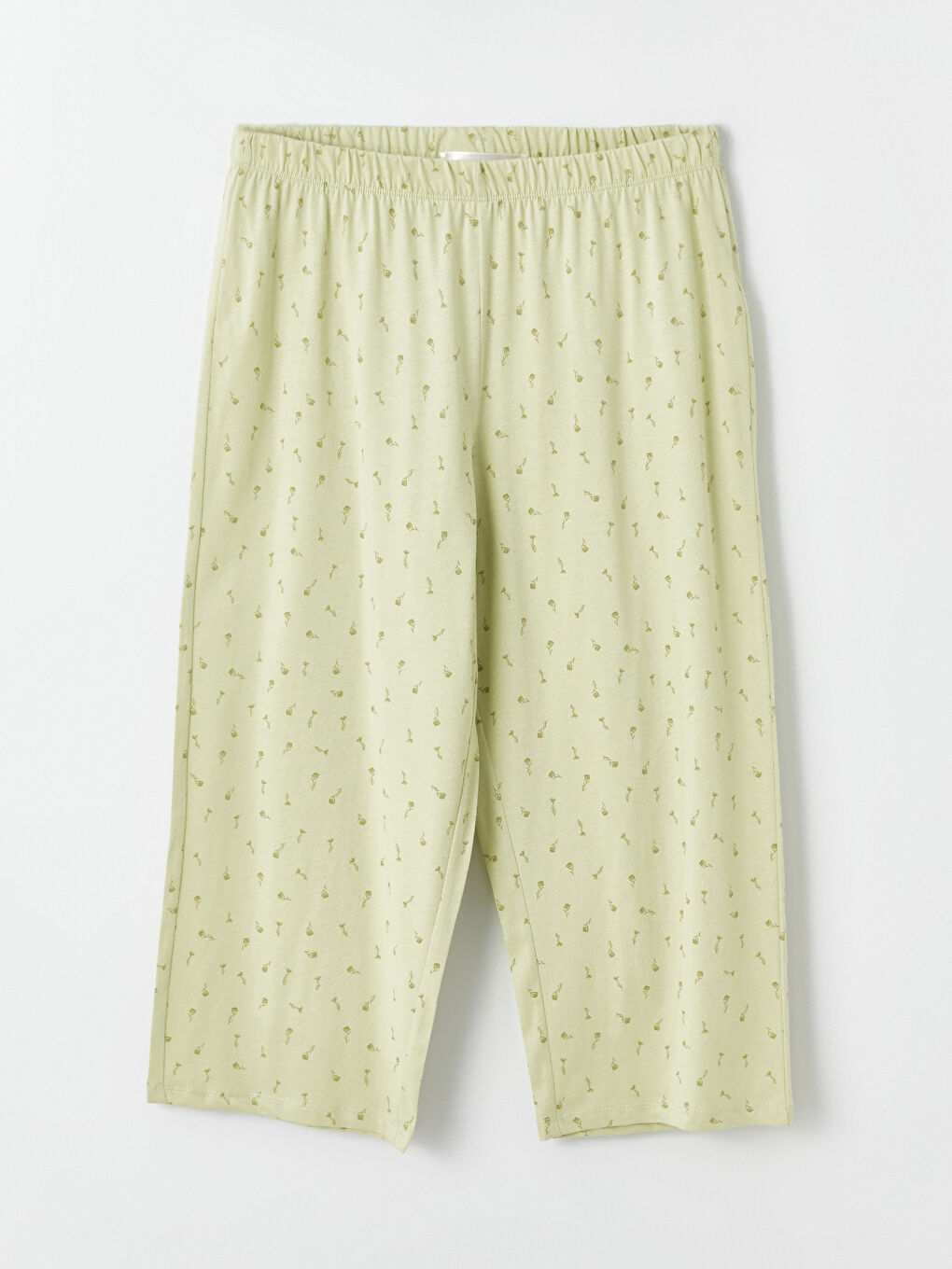 Yeşil V Yaka Baskılı Kısa Kollu Kadın Kaprili Pijama Takımı-8