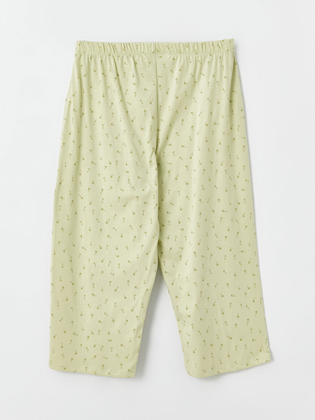 Yeşil V Yaka Baskılı Kısa Kollu Kadın Kaprili Pijama Takımı-9