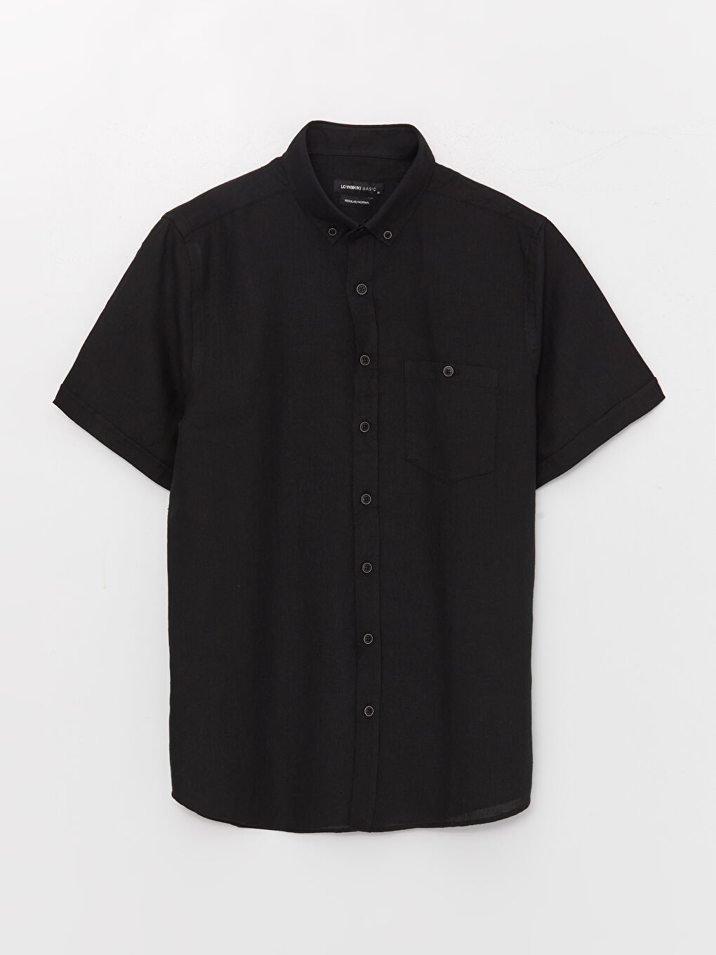 Siyah Regular Fit Kısa Kollu Erkek Gömlek-5