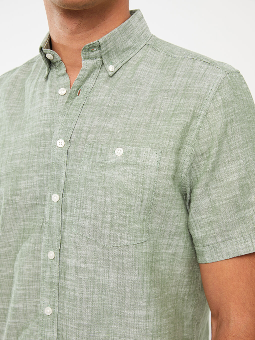 Yeşil Regular Fit Kısa Kollu Erkek Gömlek-3