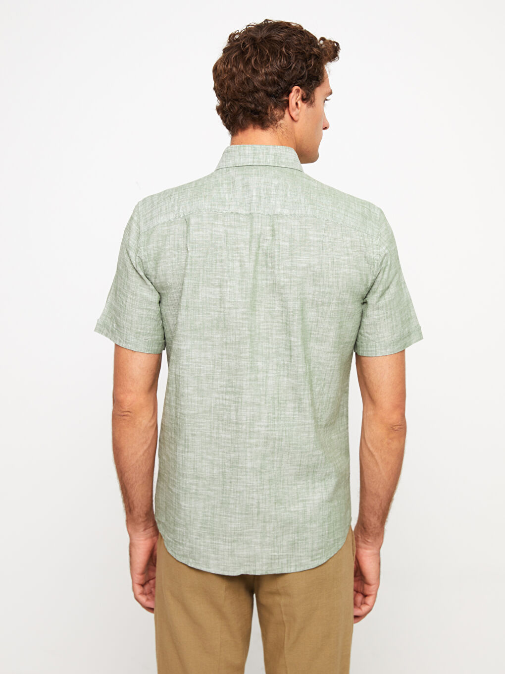 Yeşil Regular Fit Kısa Kollu Erkek Gömlek-4