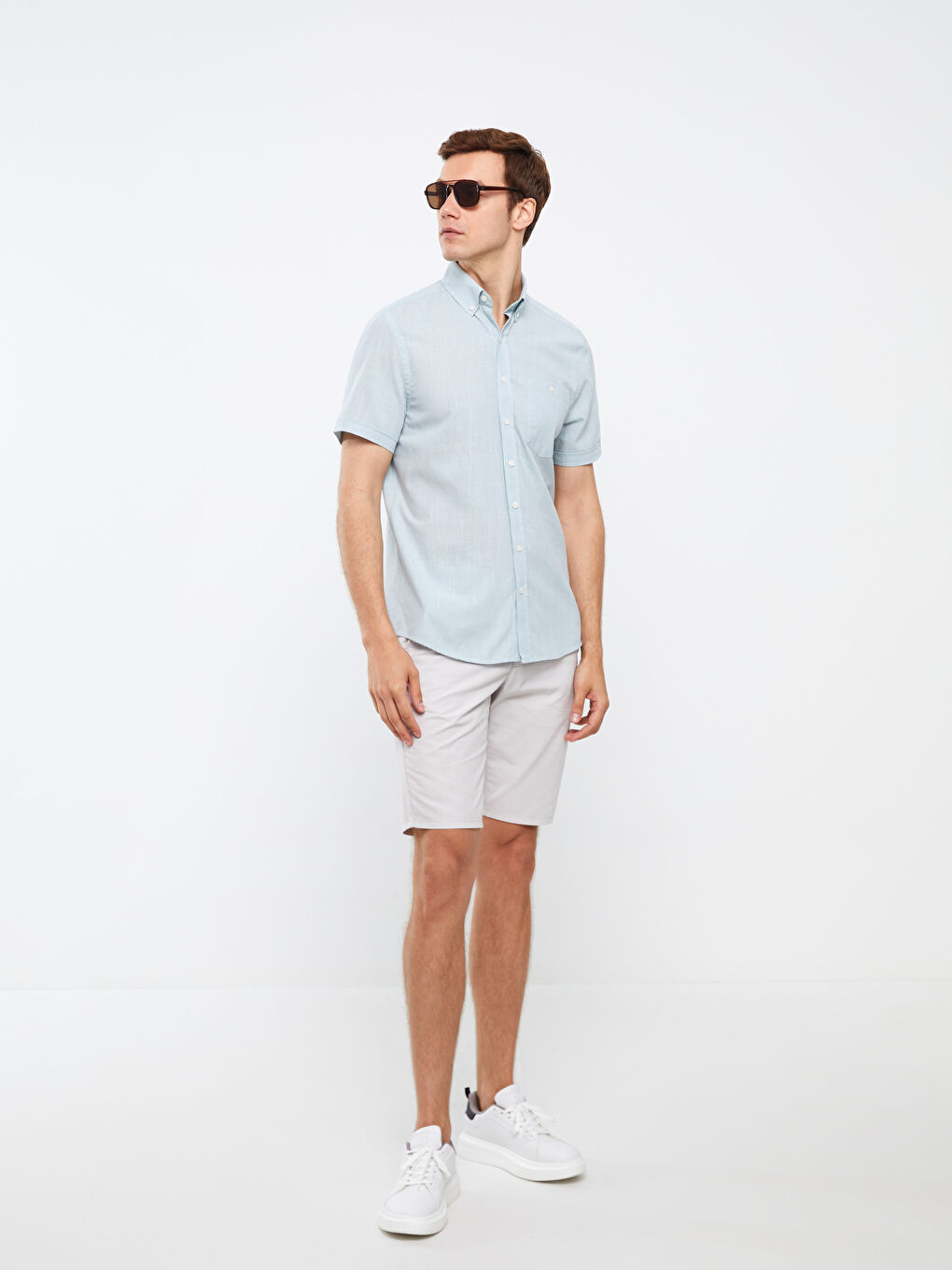 Yeşil Regular Fit Kısa Kollu Erkek Gömlek-2