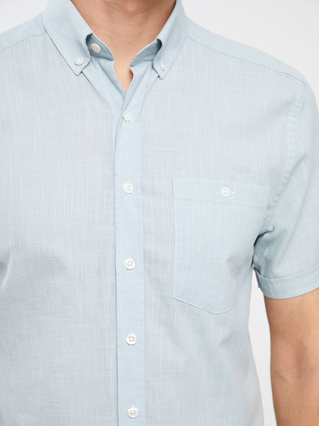 Yeşil Regular Fit Kısa Kollu Erkek Gömlek-3