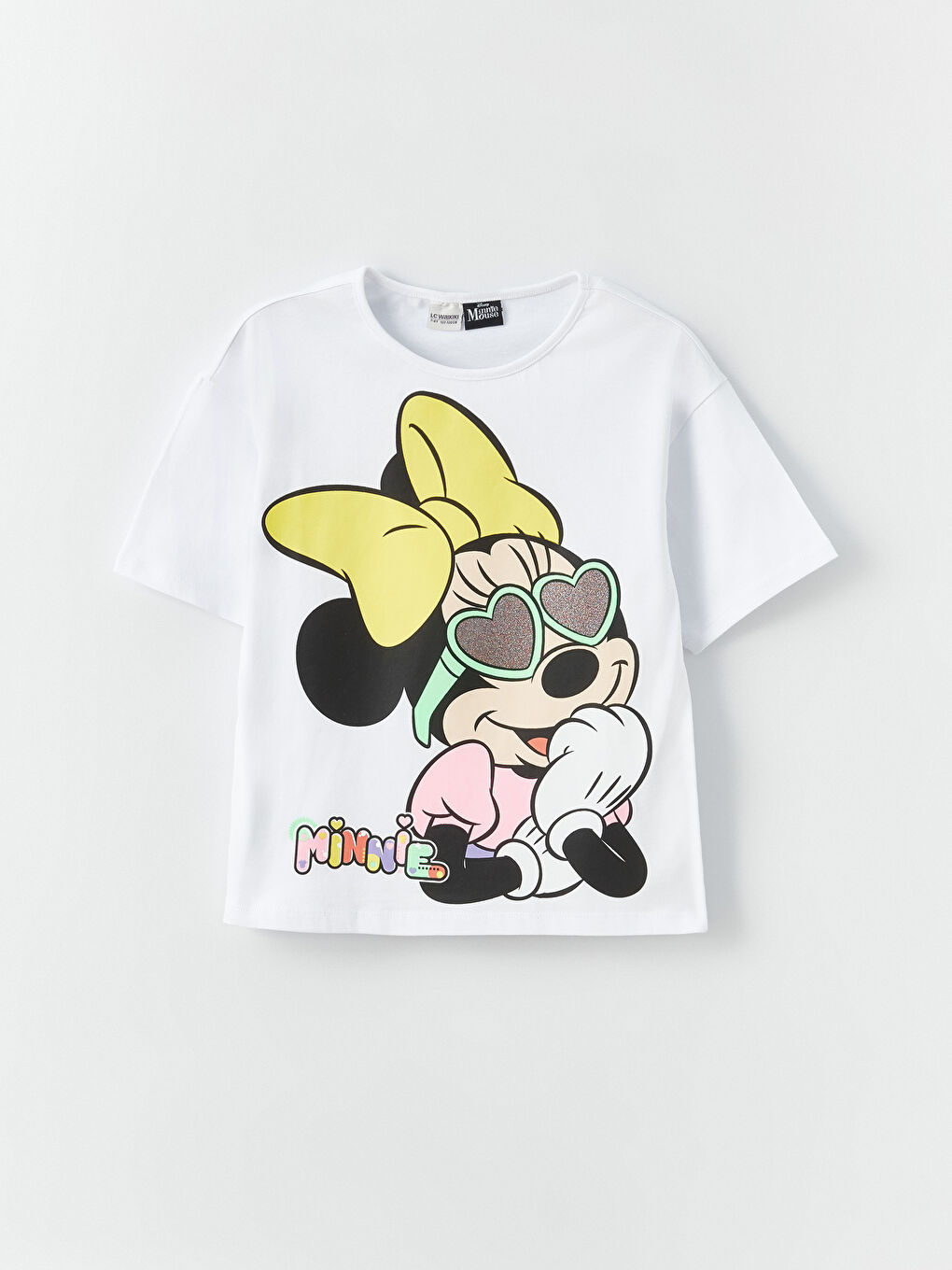 Crew Neck Minnie Mouse Printed Short Sleeve Girls' T-Shirt