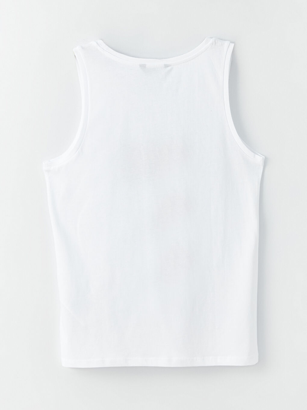 Beyaz Bisiklet Yaka Baskılı Penye Erkek Kolsuz Tişört-6