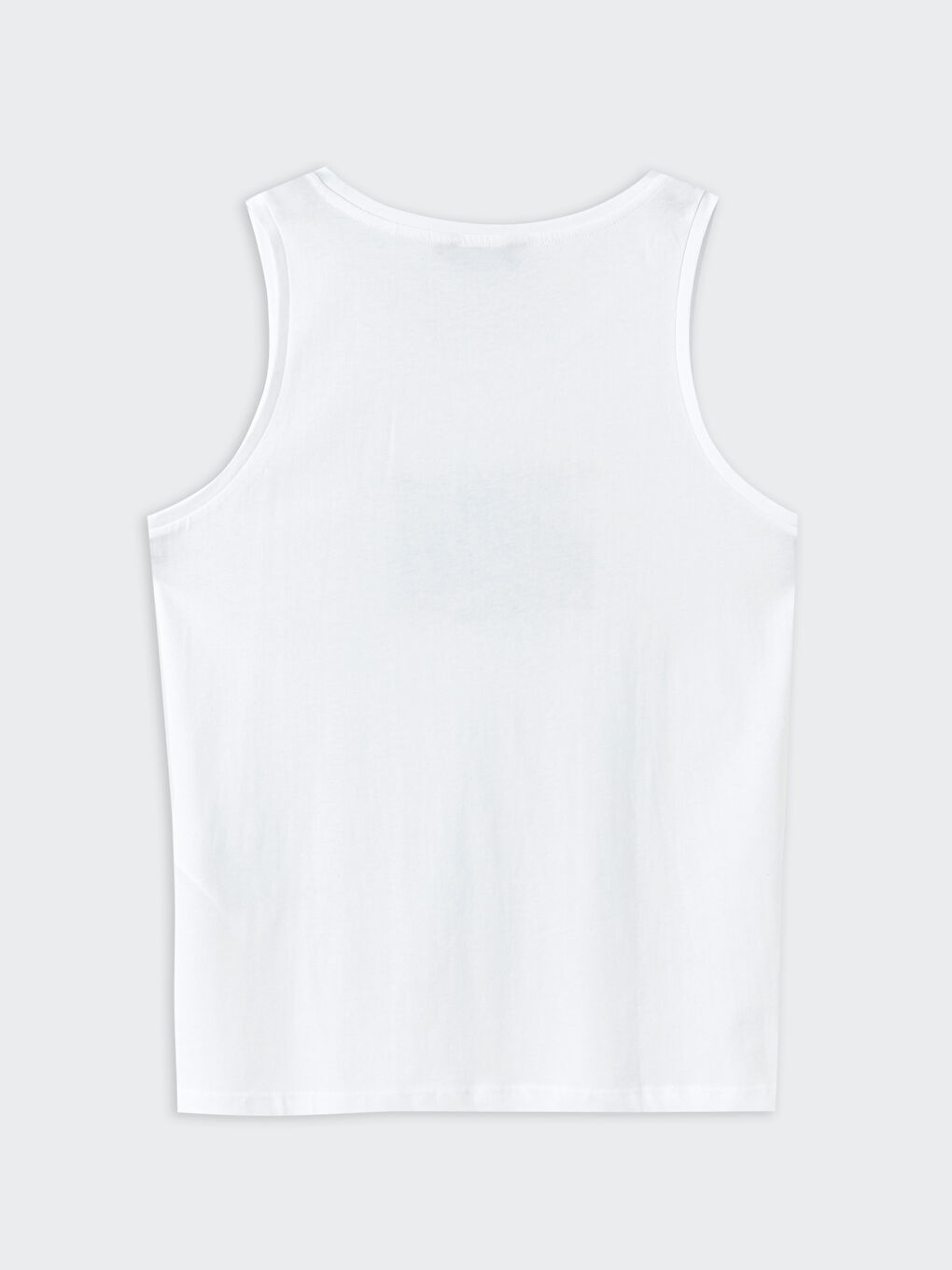 Beyaz Bisiklet Yaka Baskılı Penye Erkek Kolsuz Tişört-7