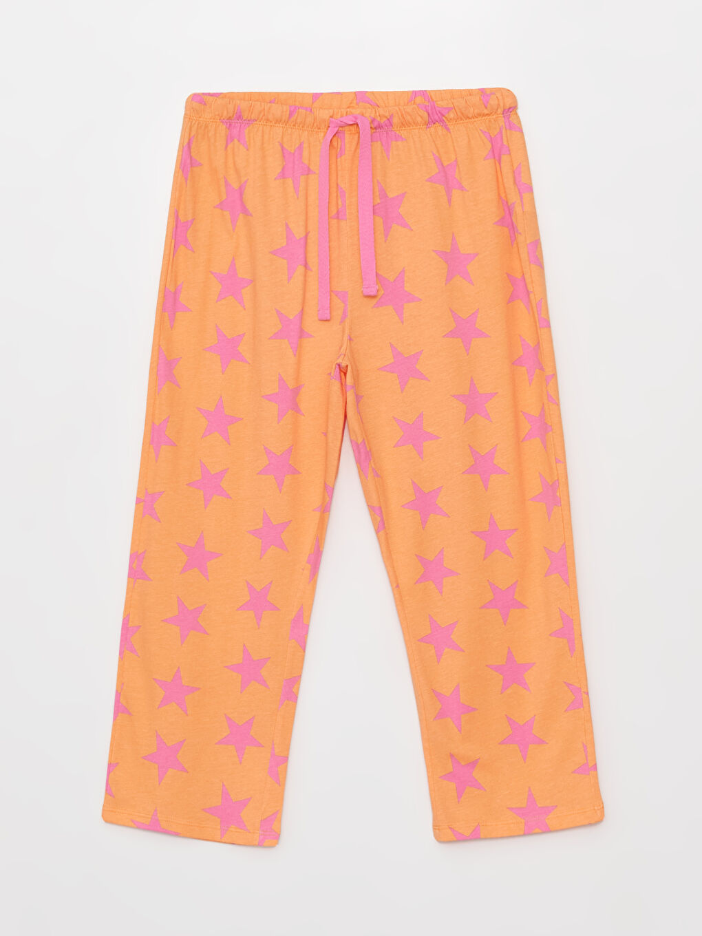 Turuncu V Yaka Baskılı Kısa Kollu Kadın Kaprili Pijama Takımı-7