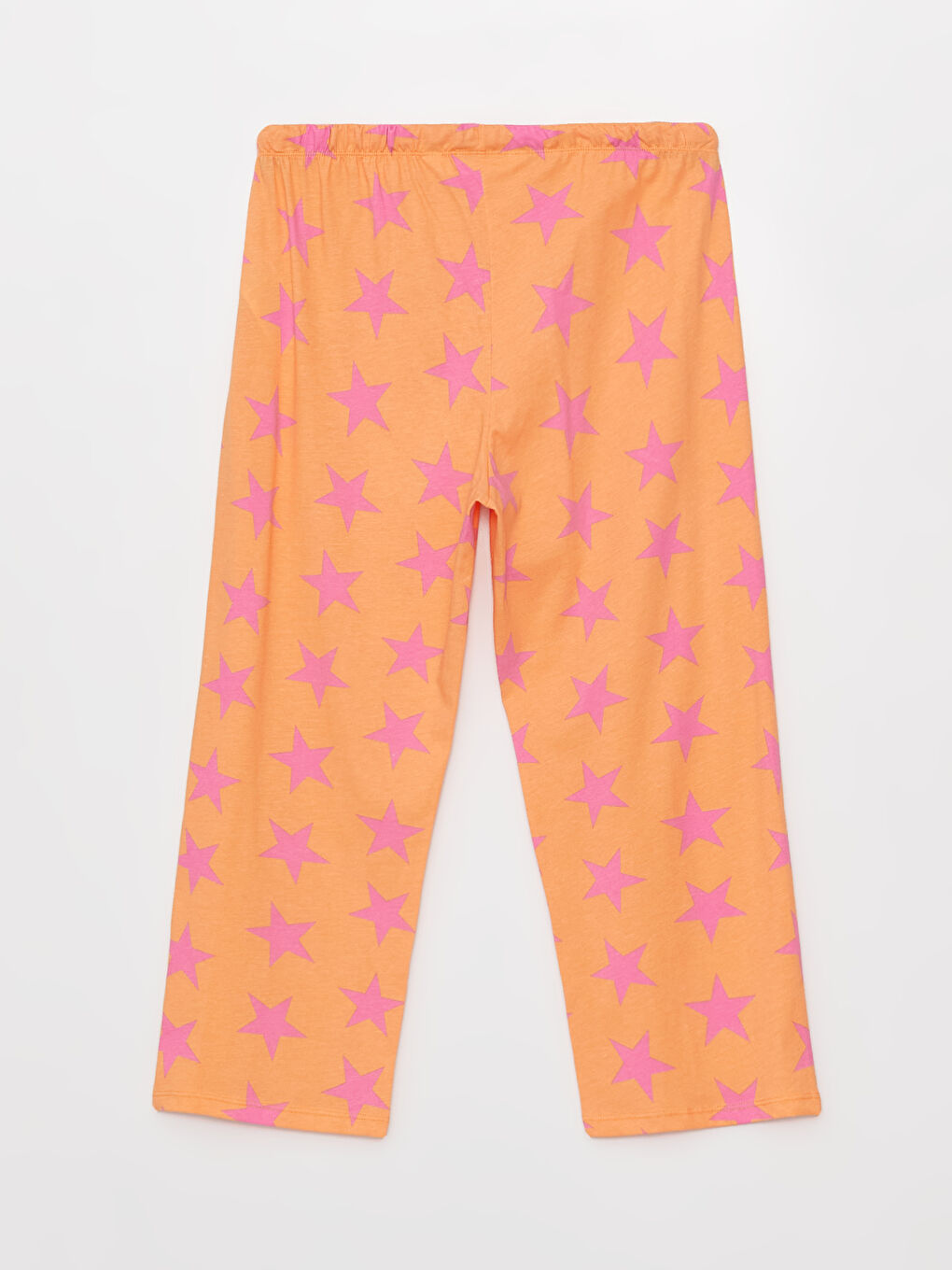 Turuncu V Yaka Baskılı Kısa Kollu Kadın Kaprili Pijama Takımı-9