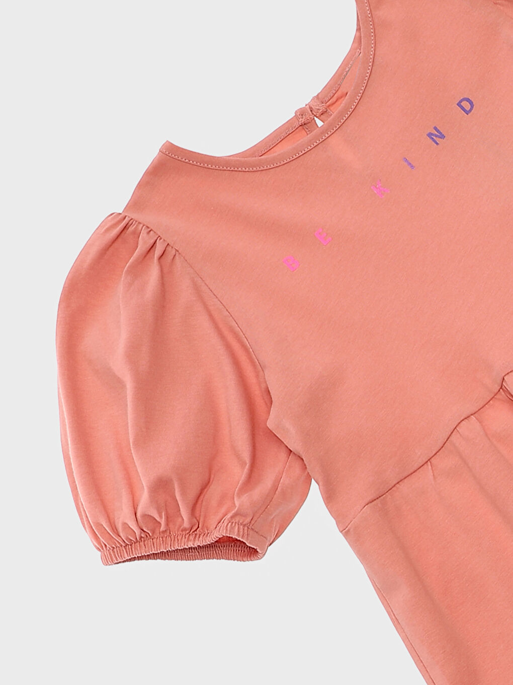 فستان للبنات كم قصير مطبوع بياقة دائرية-2