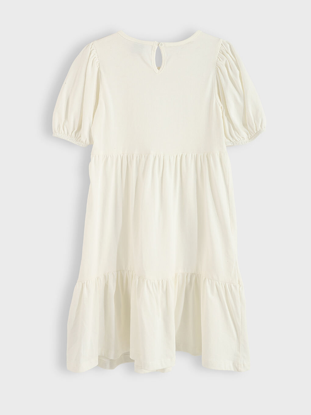 Crew Neck Printed Short Sleeve Girls' Dress-1