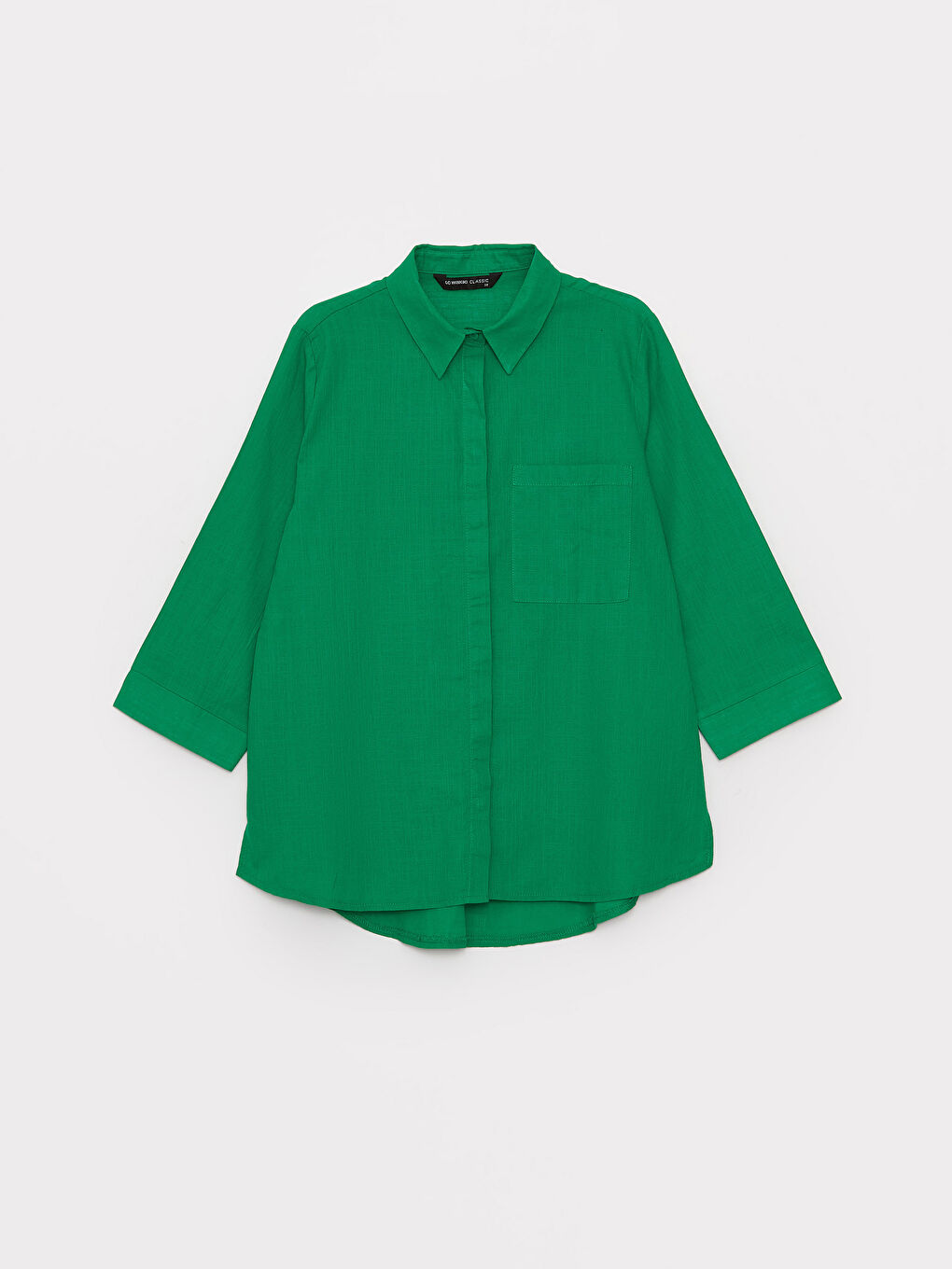 Yeşil Düz Dar Kalıp Kadın Gömlek-5